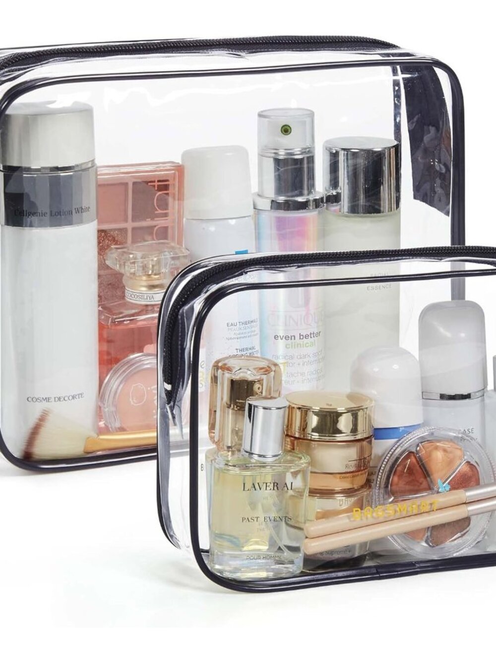 Clear Toiletry Bag 2-Pack TSA Approved Water-Repellent, Black | Carry on Travel